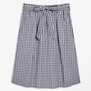 JOE FRESH Gingham Belted Skirt w Pockets B&W Black & White Checkered Skirt Sz S